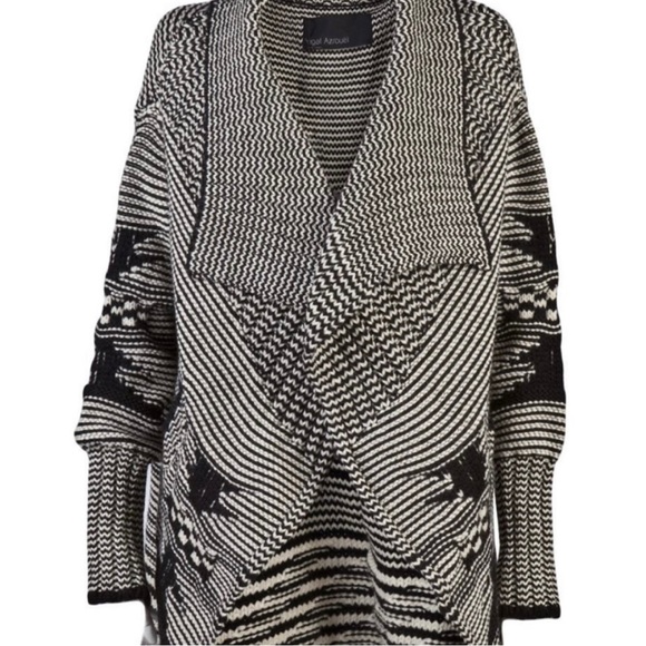Yigal Azrouel Cardigan M Open Front Draped Wool Chunky Knit Aztec Southwestern. - Picture 2 of 11